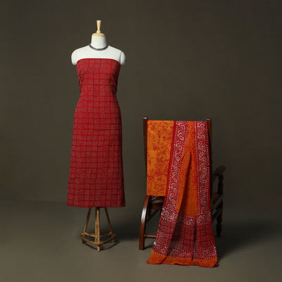 Hand batik cotton 3pc unstitched dress material 10