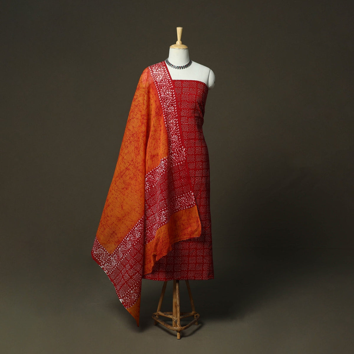 Hand batik cotton 3pc unstitched dress material 10