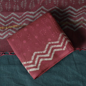 Hand block batik print cotton 3pc unstitched dress material