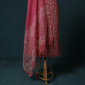 Hand block batik print cotton 3pc unstitched dress material