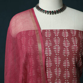 Hand block batik print cotton 3pc unstitched dress material