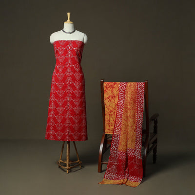 Hand batik cotton 3pc unstitched dress material 18