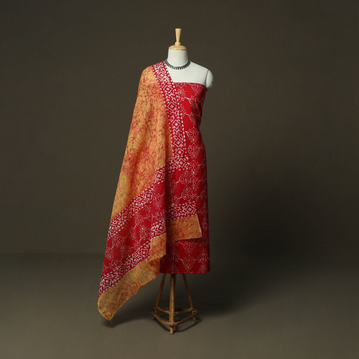 Hand batik cotton 3pc unstitched dress material 18