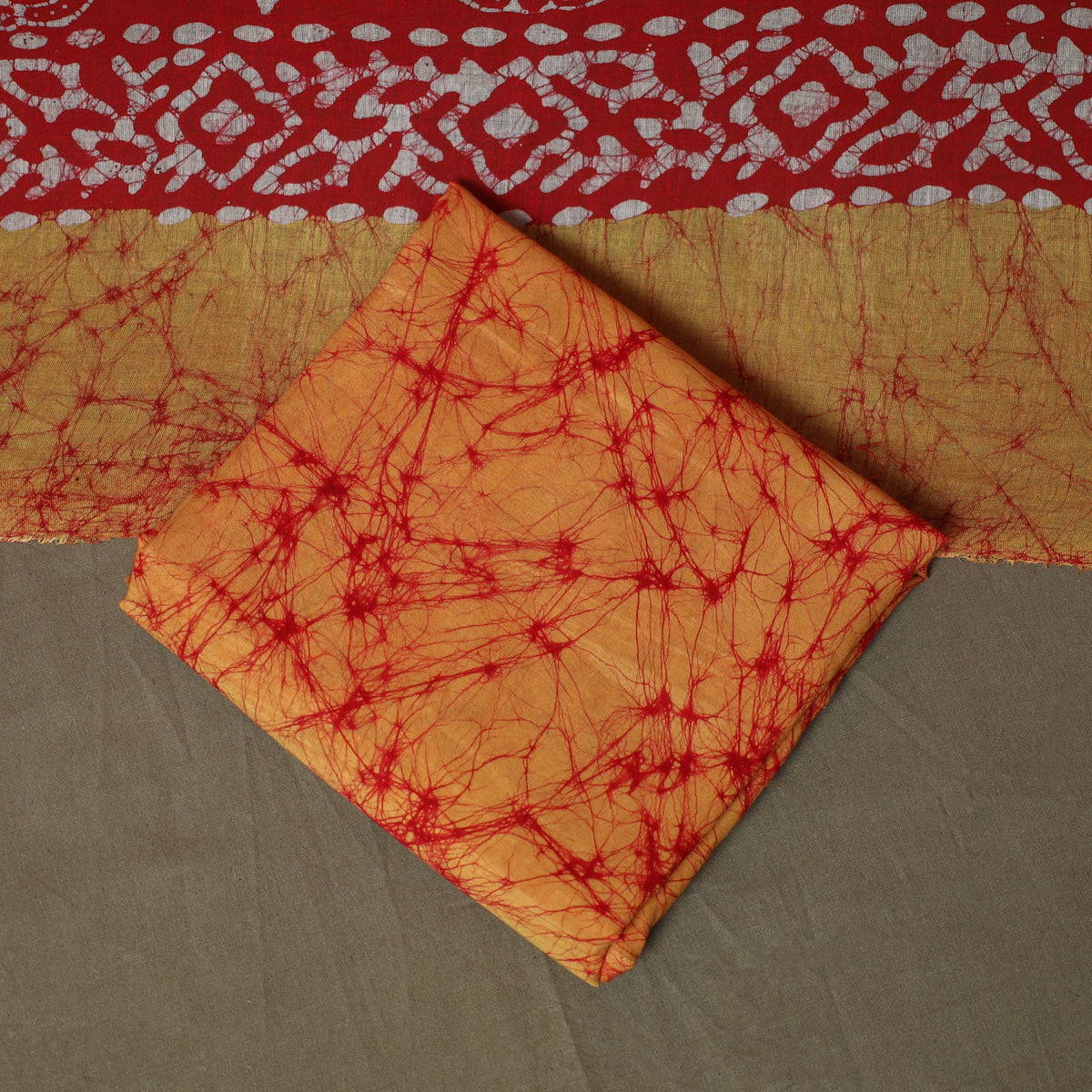 Hand batik cotton 3pc unstitched dress material 18