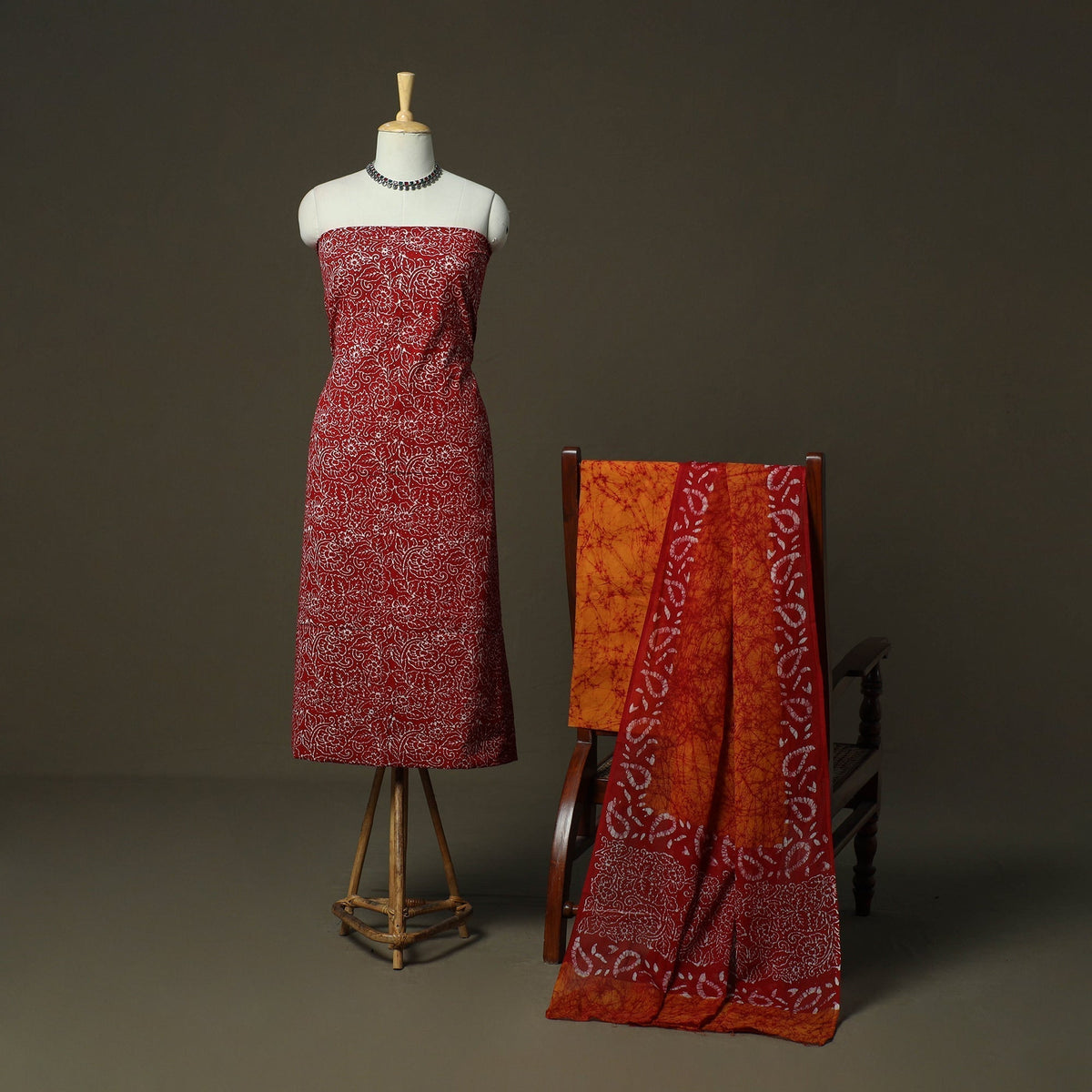 Hand batik cotton 3pc unstitched dress material 20