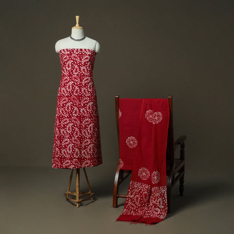 Hand batik cotton 3pc unstitched dress material 65