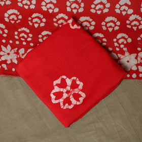 Hand block batik print cotton 3pc unstitched dress material