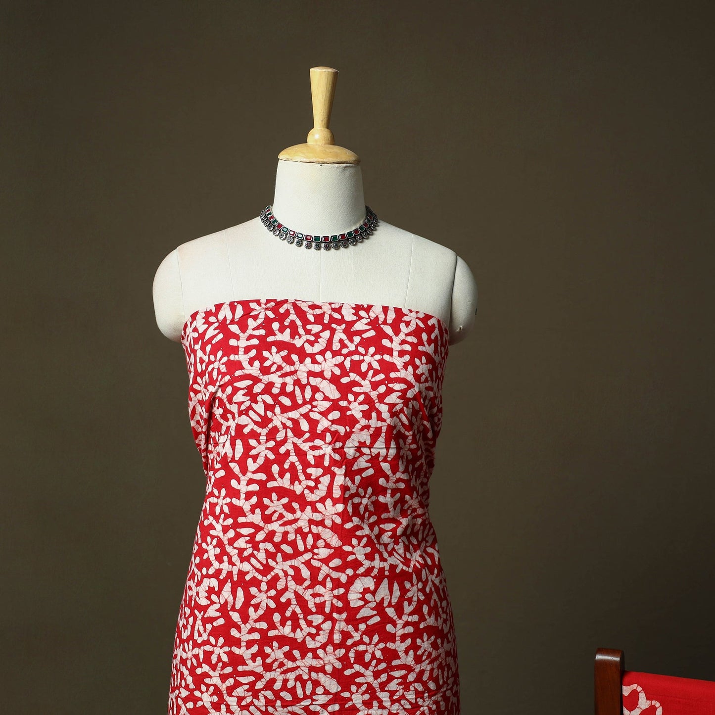 Hand block batik print cotton 3pc unstitched dress material