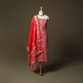 Hand block batik print cotton 3pc unstitched dress material
