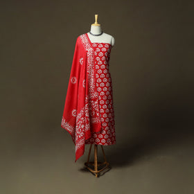 Hand block batik print cotton 3pc unstitched dress material