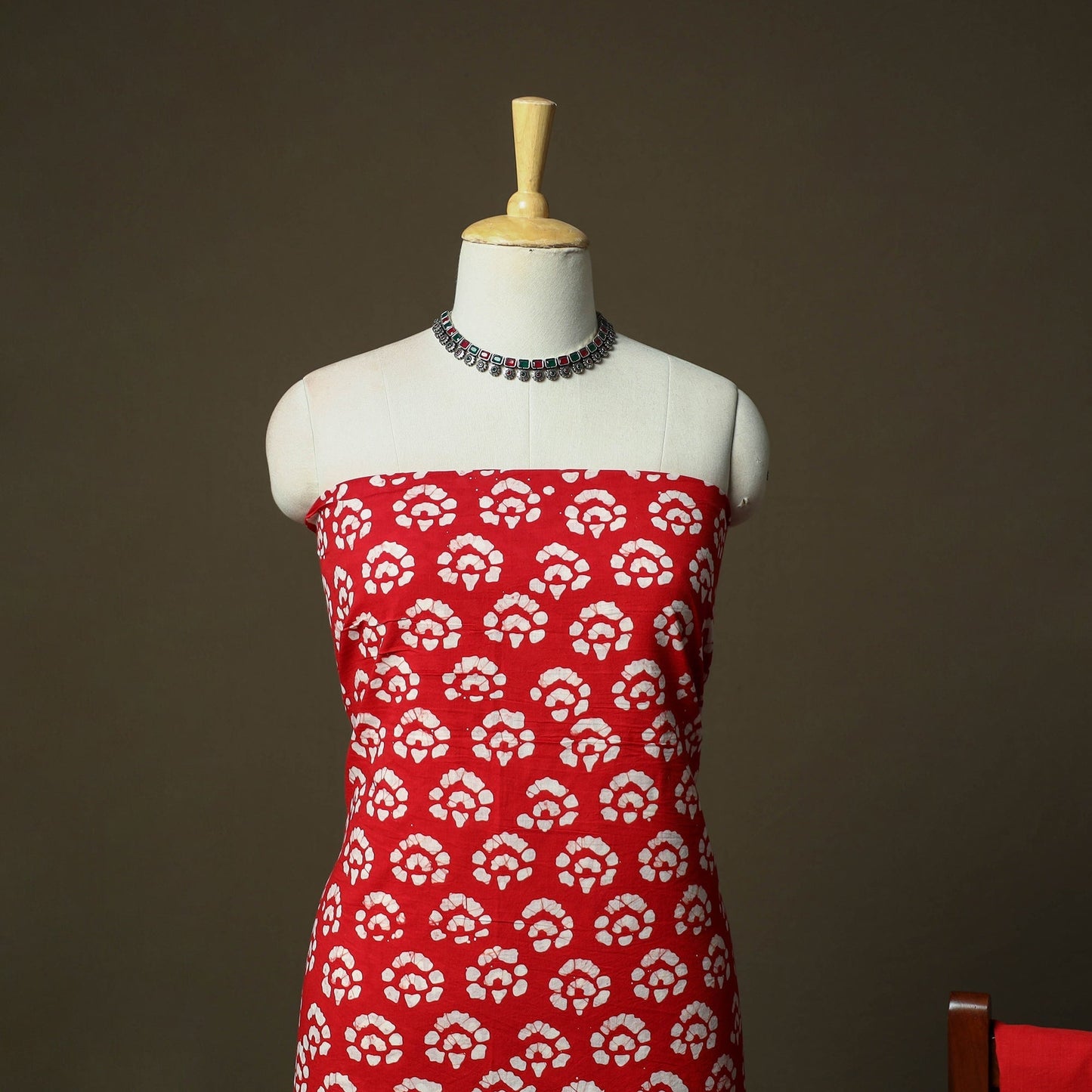 Hand block batik print cotton 3pc unstitched dress material