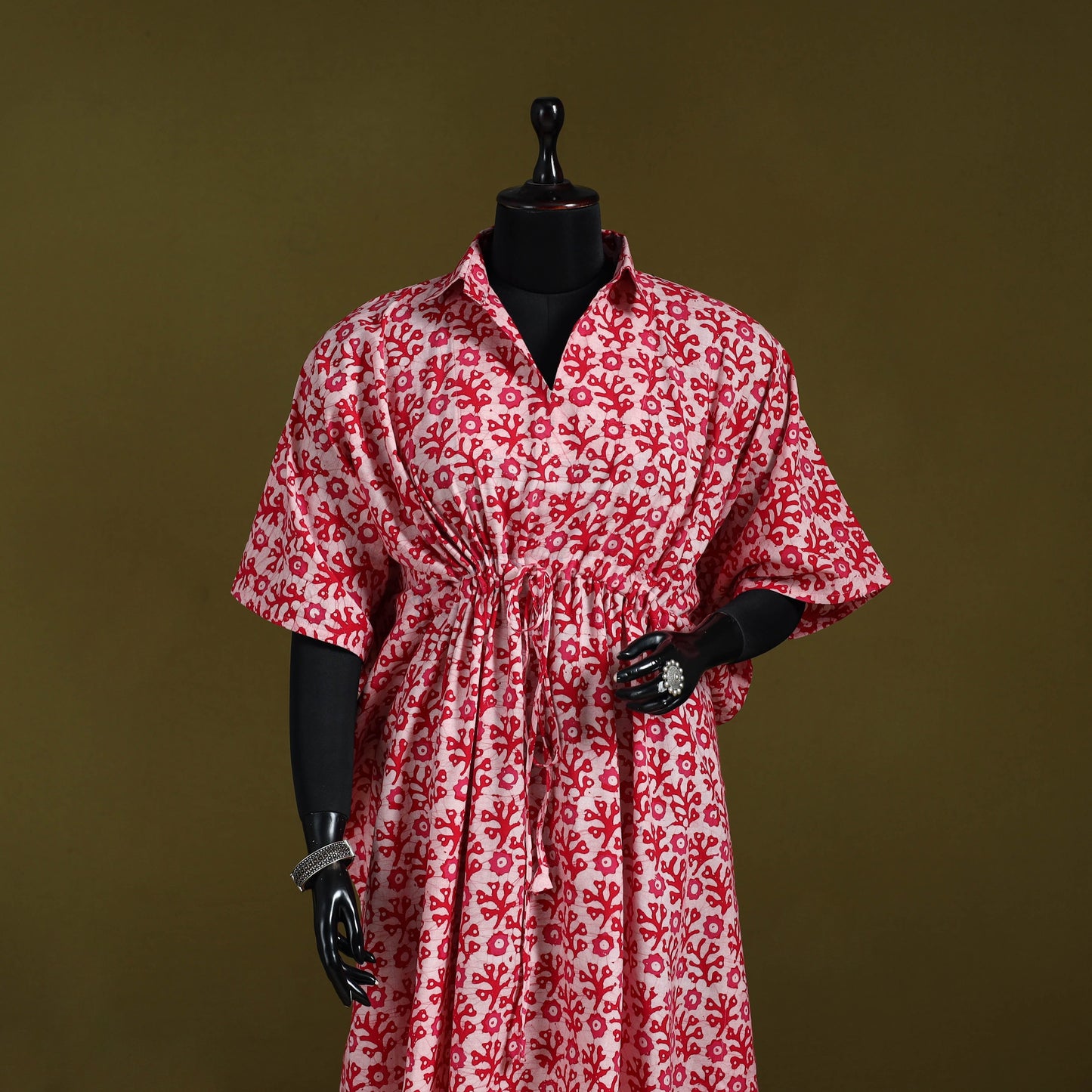 Hand batik cotton long kaftan 04 - handcrafted
