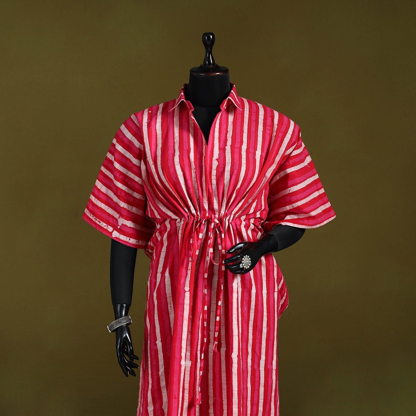 Hand batik cotton long kaftan 24 - handcrafted