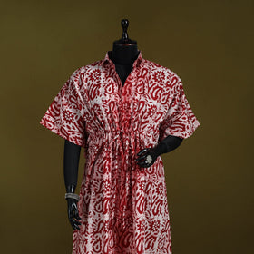 Hand batik cotton long kaftan 32 - handcrafted