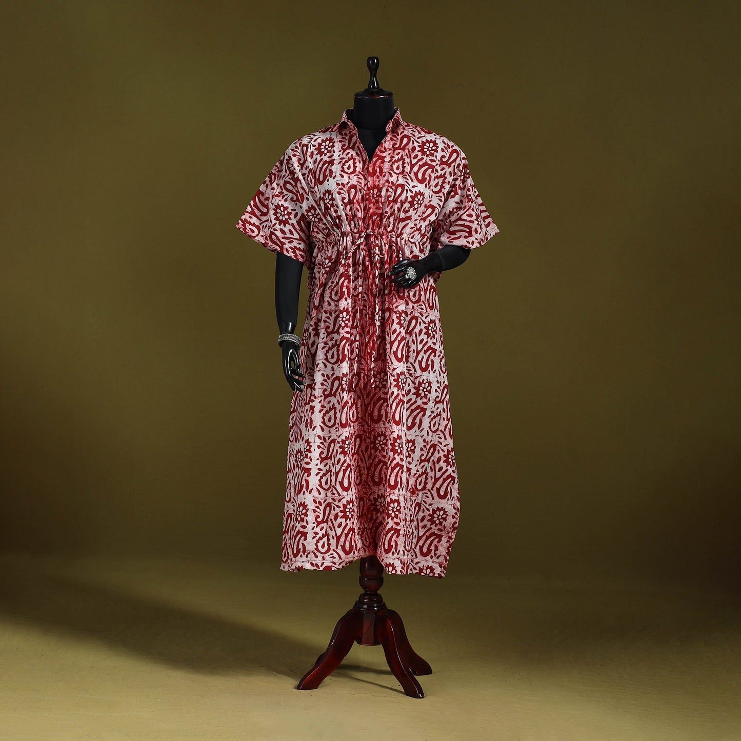 Hand batik cotton long kaftan 32 - handcrafted