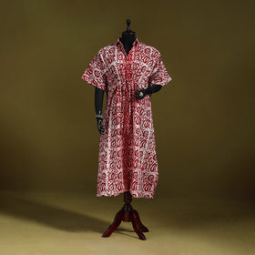 Hand batik cotton long kaftan 32 - handcrafted