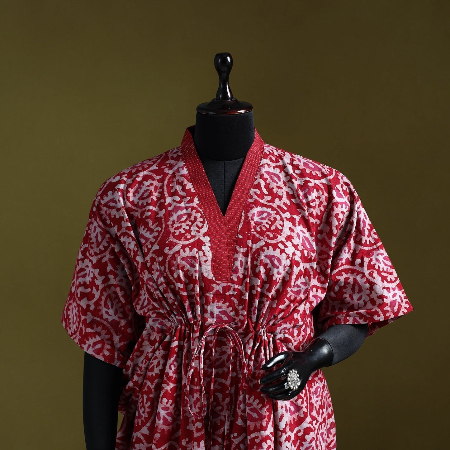Hand batik cotton medium kaftan 42 - handcrafted