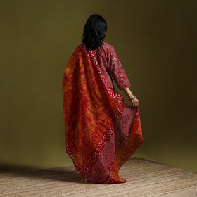 Hand block batik print cotton suit set with dupatta