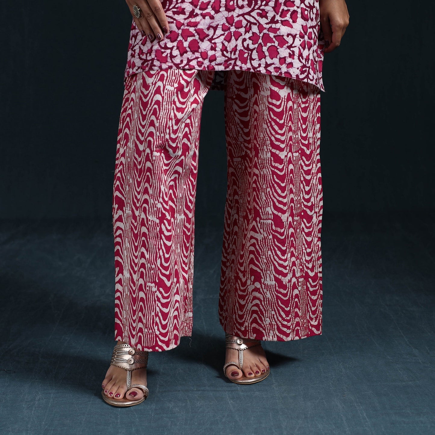 Hand batik cotton suit set with dupatta for women 05