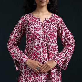 Hand batik cotton suit set with dupatta for women 05