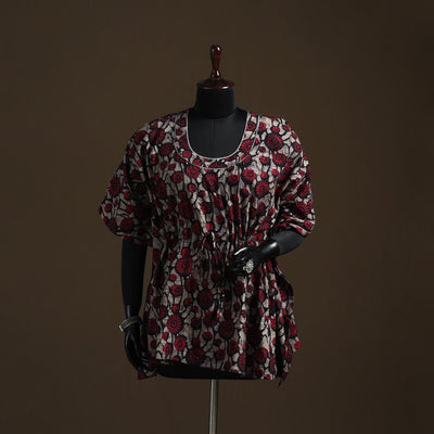 Hand block batik print gota work cotton kaftan (short) 40
