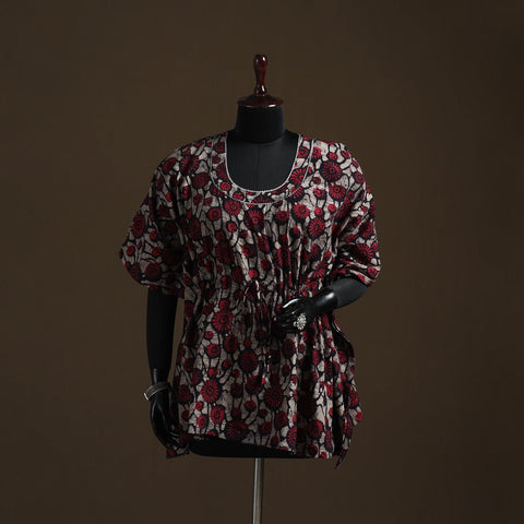 Hand block batik print gota work cotton kaftan (short) 40