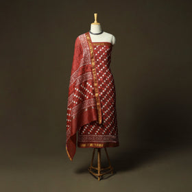 Hand block batik print maheshwari silk 3pc unstitched dress