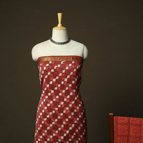 Hand block batik print maheshwari silk 3pc unstitched dress