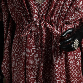 Hand block batik print patchwork cotton kaftan (short) 39