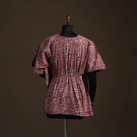 Hand block batik print patchwork cotton kaftan (short) 39