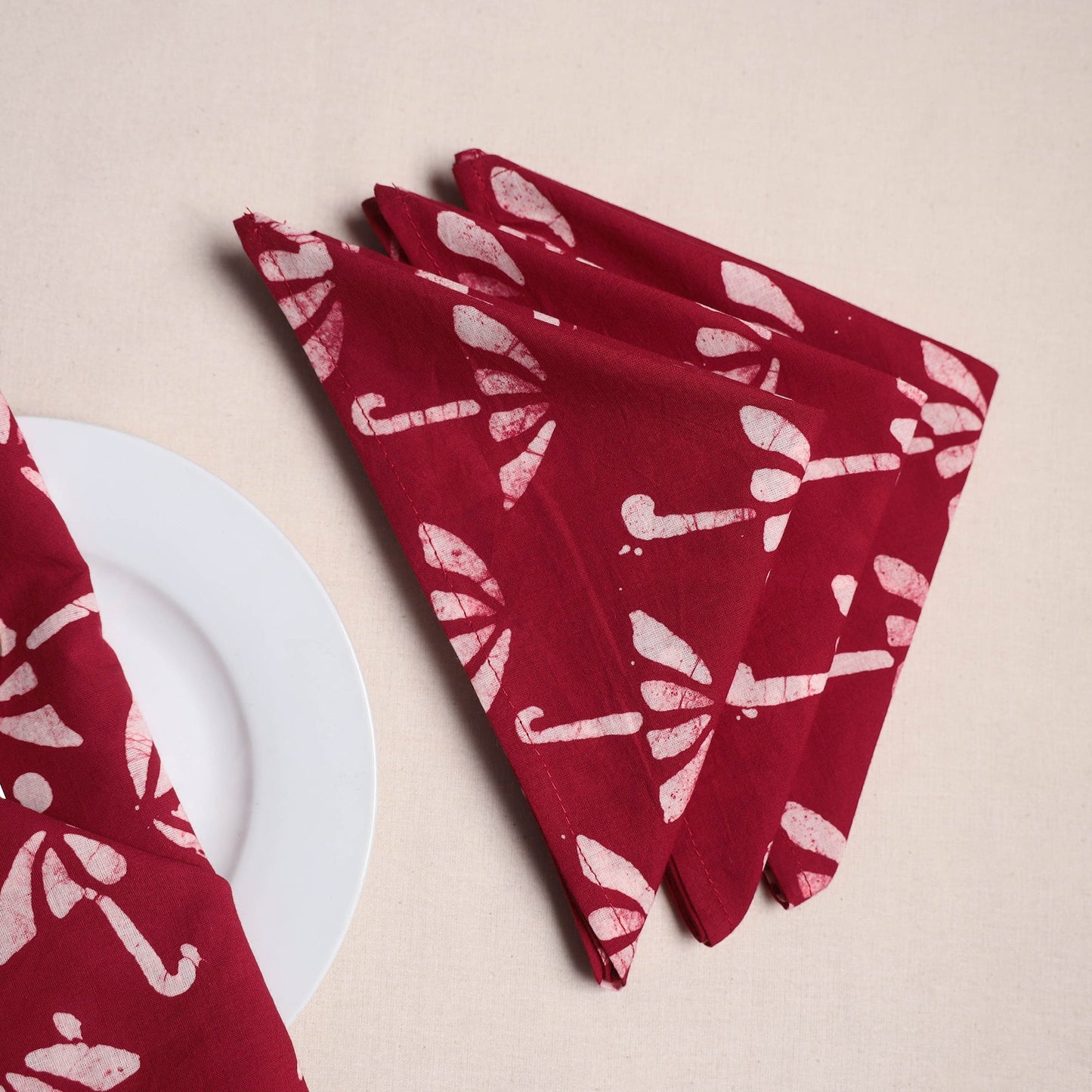 Hand block batik print table napkins (set of 4) 04