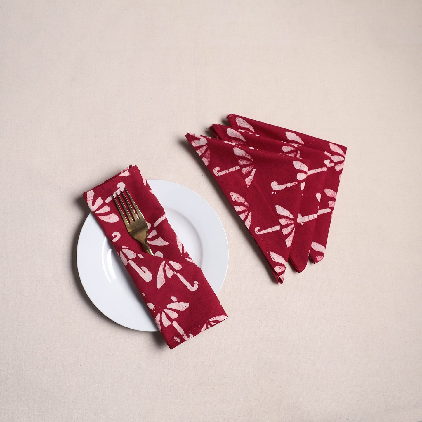Hand block batik print table napkins (set of 4) 04