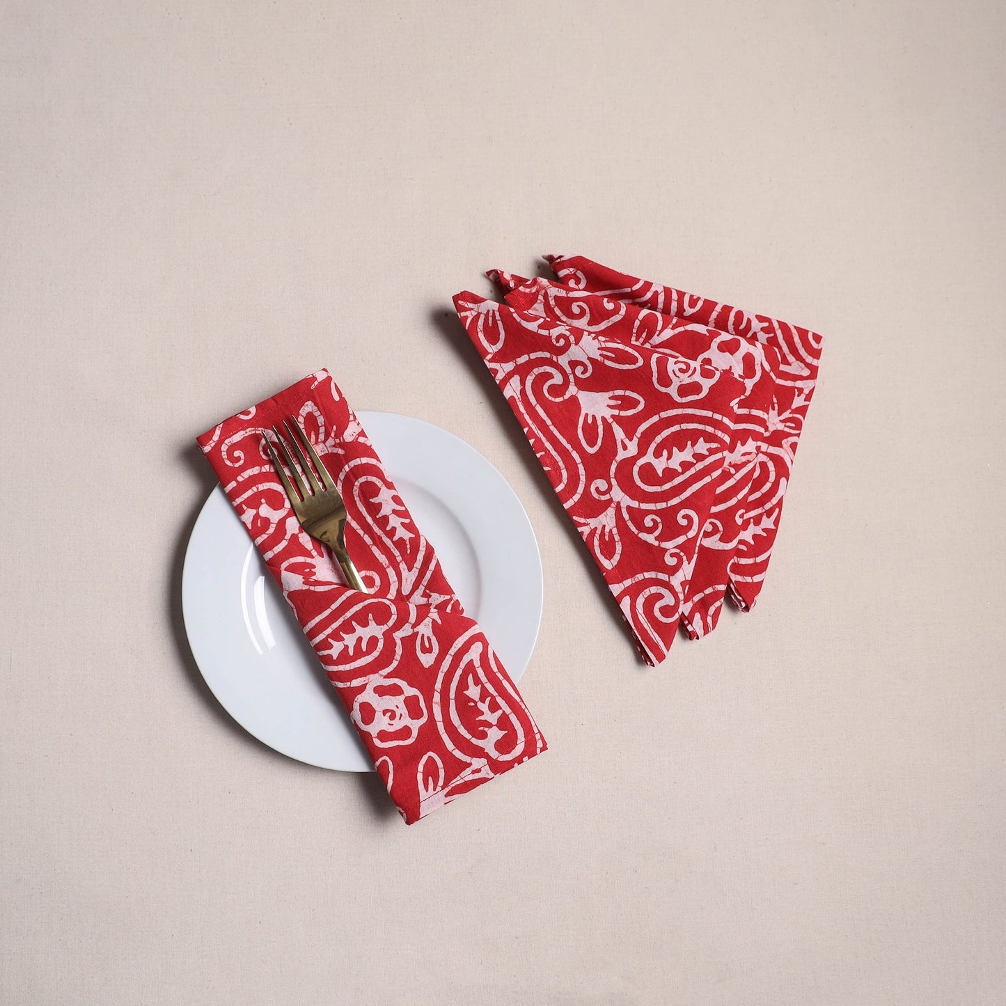 Hand block batik print table napkins (set of 4) 08