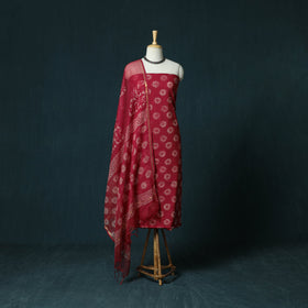 Hand block jaipur print cotton 3pc unstitched dress