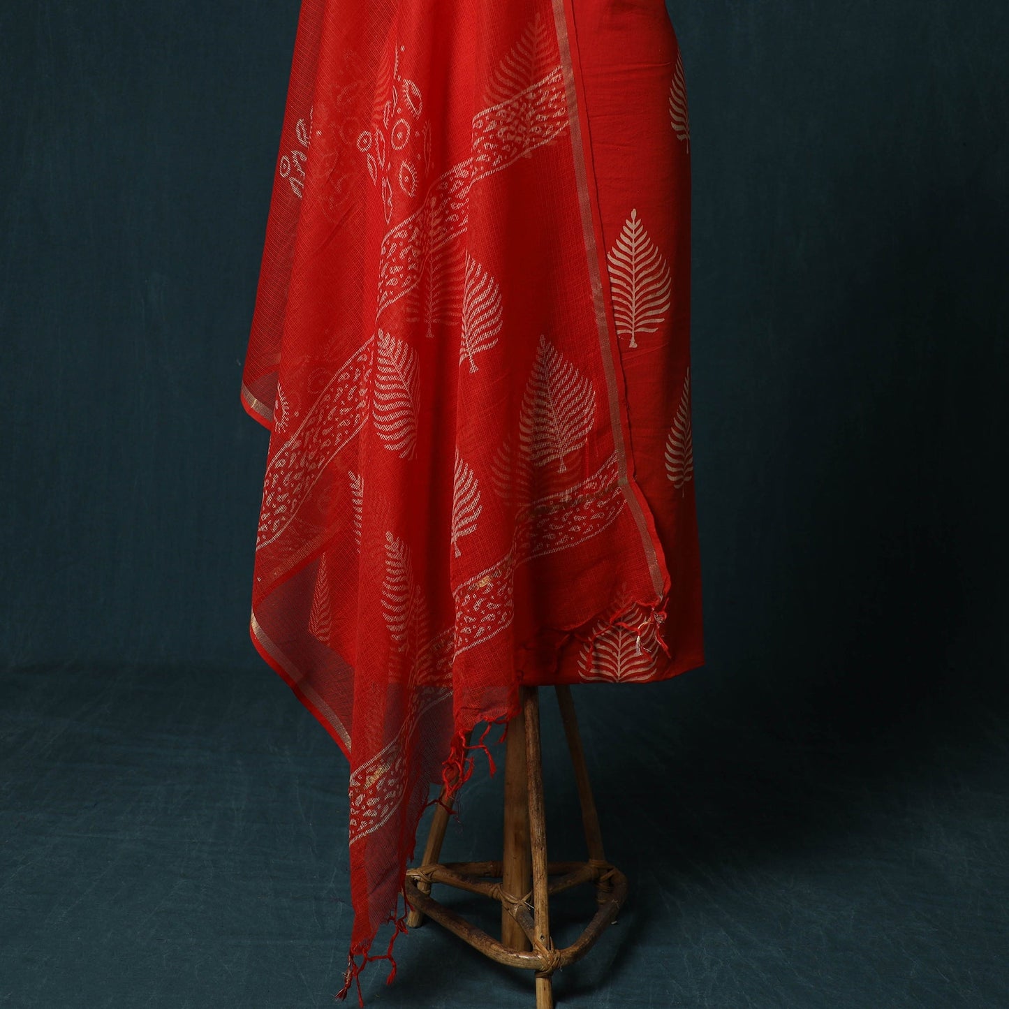 Hand block jaipur print cotton 3pc unstitched dress