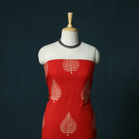 Hand block jaipur print cotton 3pc unstitched dress