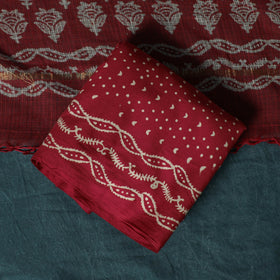 Hand block jaipur print cotton 3pc unstitched dress