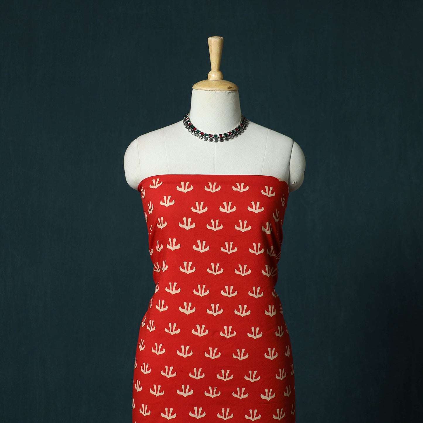 Hand block jaipur print cotton 3pc unstitched dress