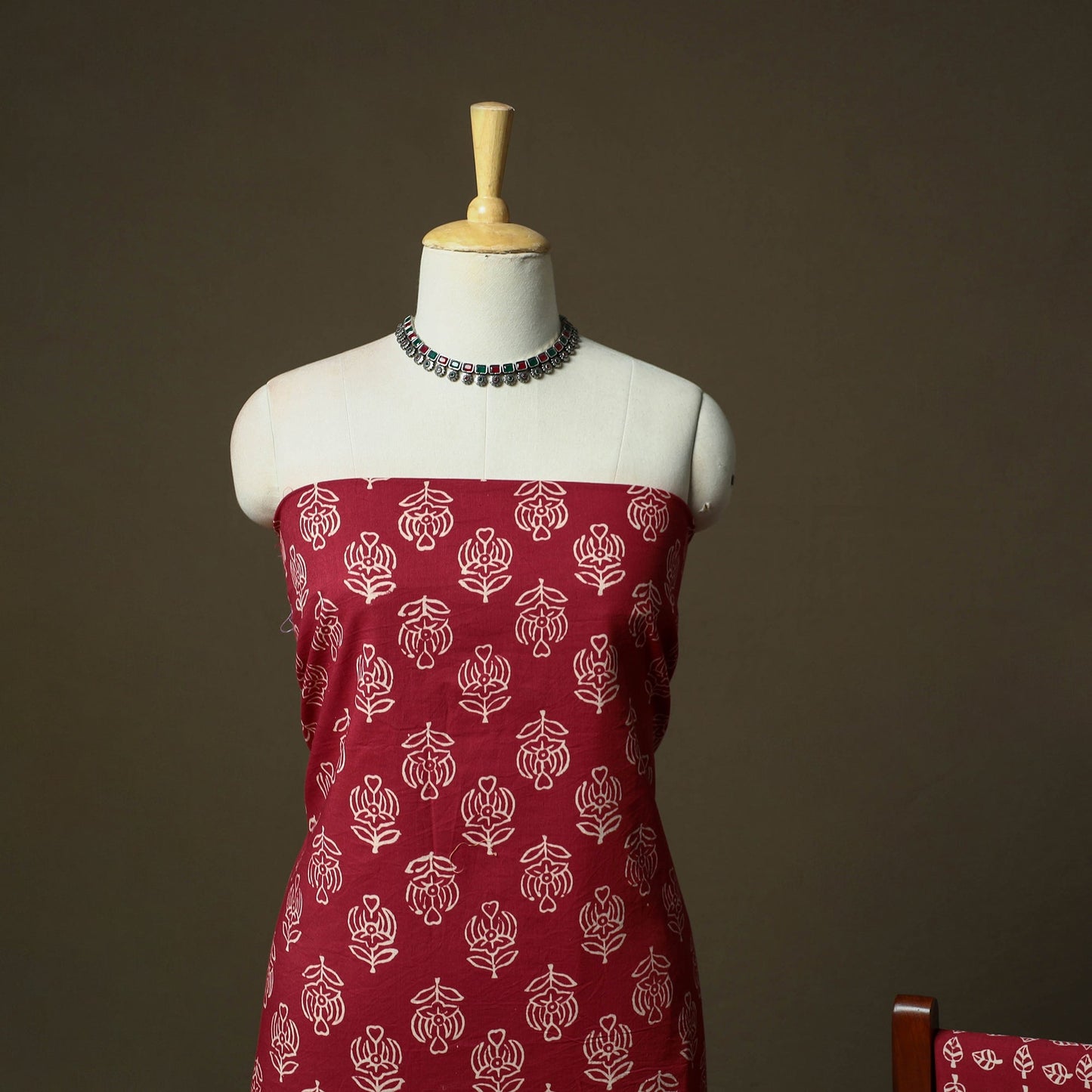 Hand block jaipur print cotton 3pc unstitched dress