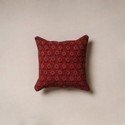 Hand block print ajrakh cushion cover 20 - handcrafted
