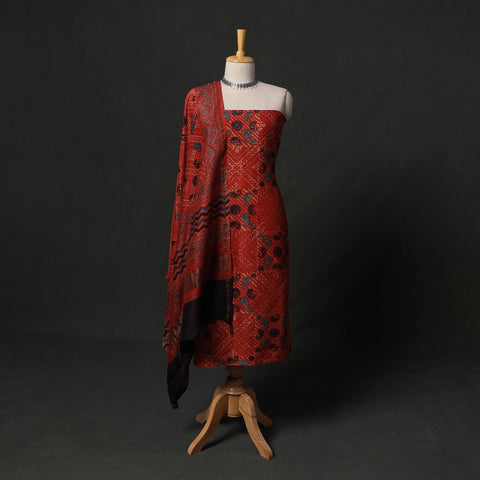 Hand block print chanderi silk natural dyed ajrakh 2pc