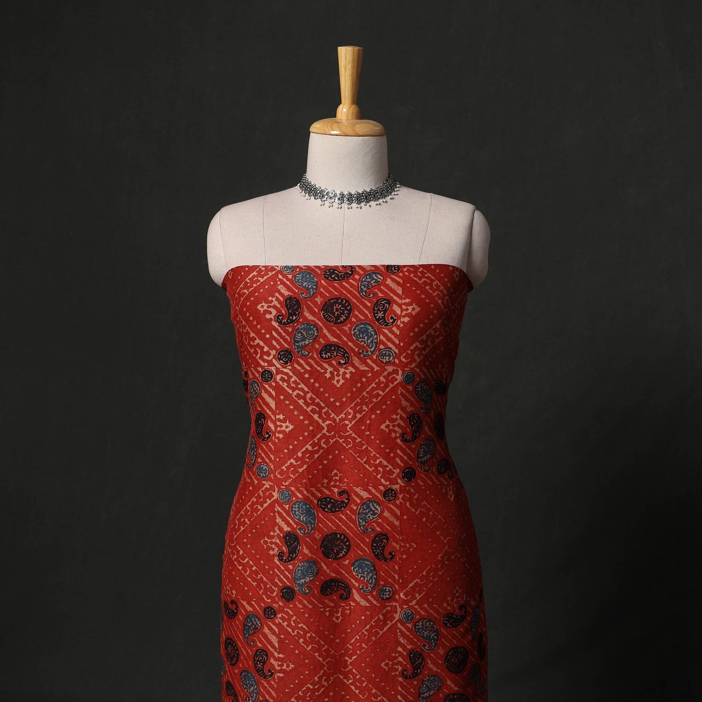 Hand block print chanderi silk natural dyed ajrakh 2pc