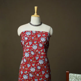Hand block print cotton sanganeri 3pc unstitched dress