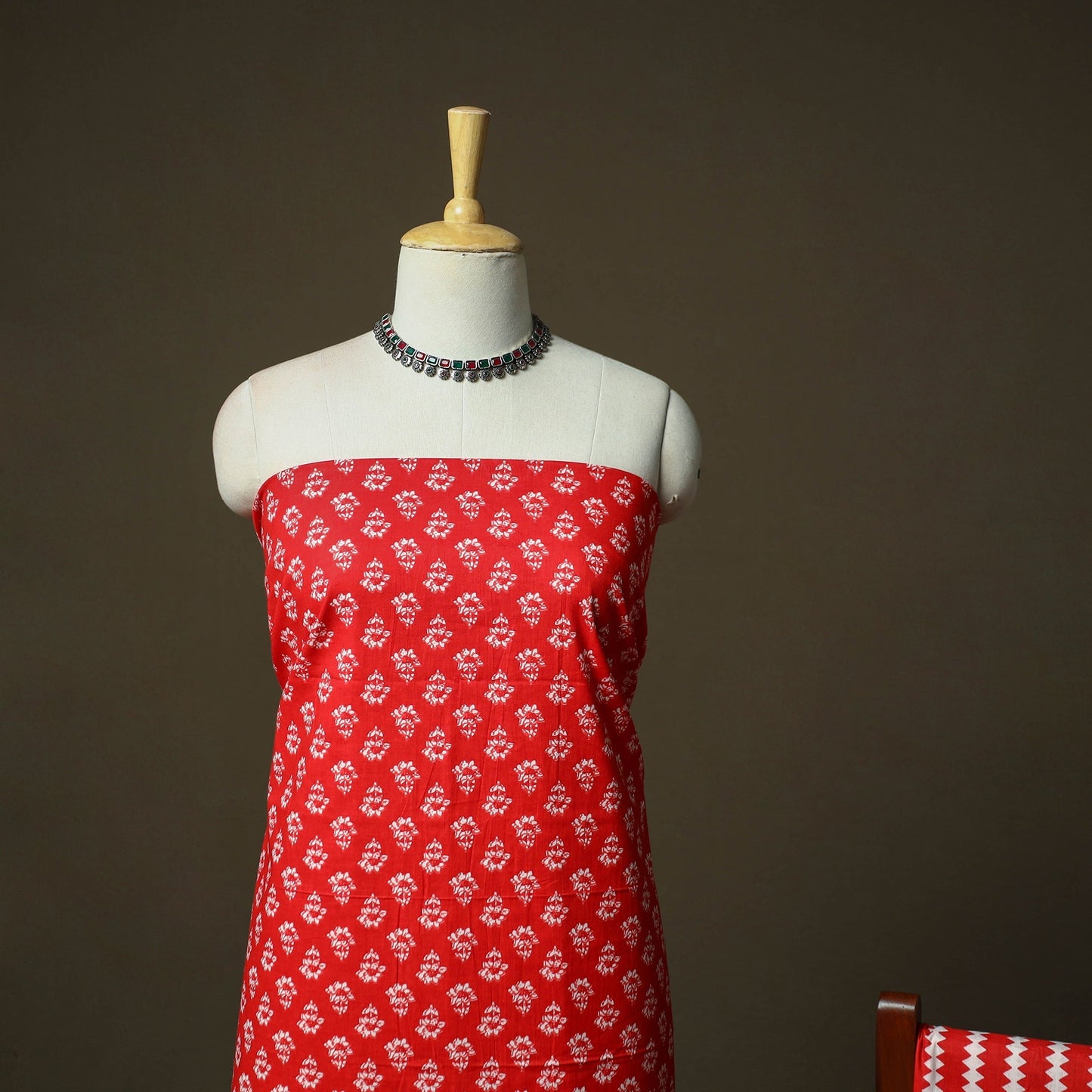 Hand block print cotton sanganeri 3pc unstitched dress