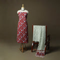 Hand block print cotton sanganeri 3pc unstitched dress