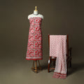 Hand block print cotton sanganeri 3pc unstitched dress