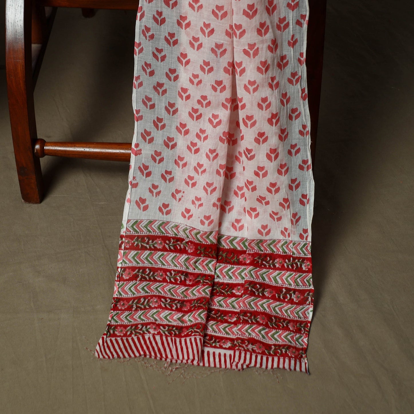 Hand block print cotton sanganeri 3pc unstitched dress