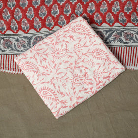 Hand block print cotton sanganeri 3pc unstitched dress