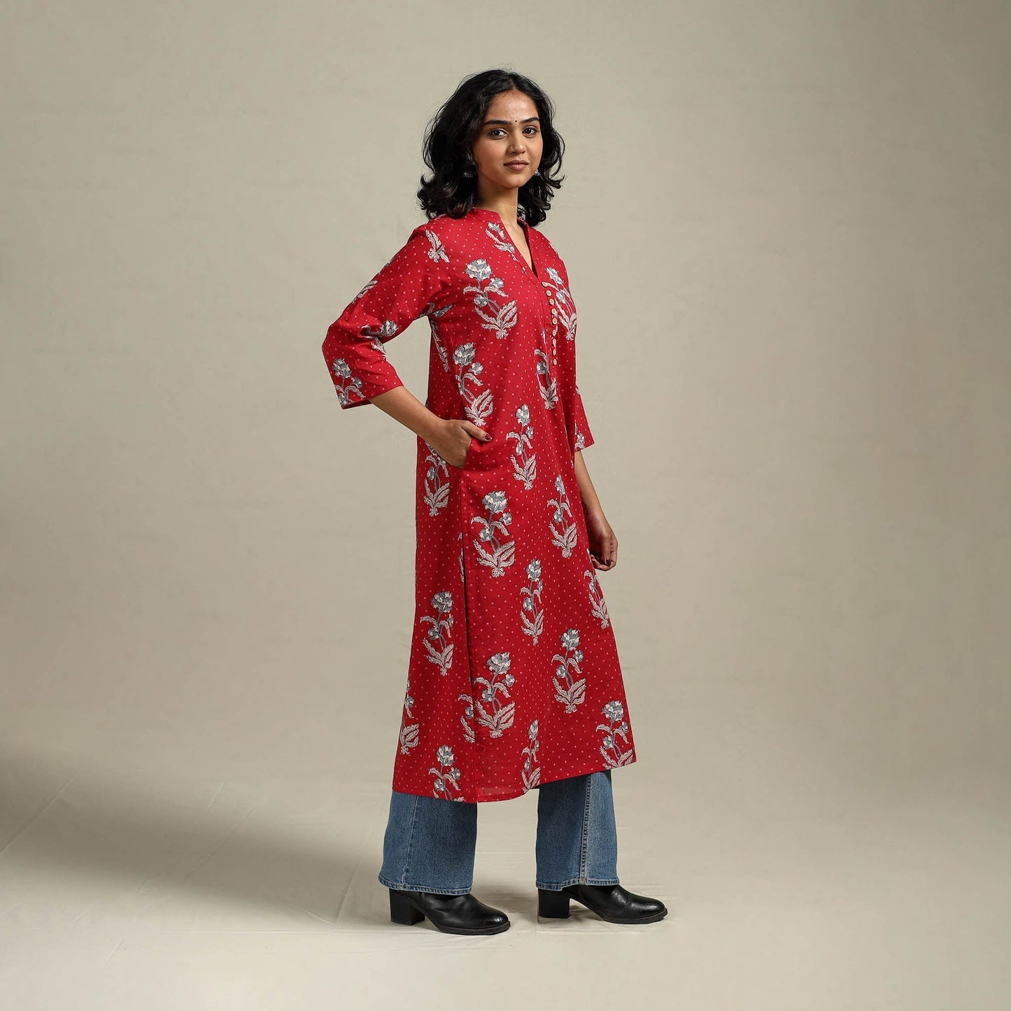 Hand cotton straight sanganeri kurta for women 11