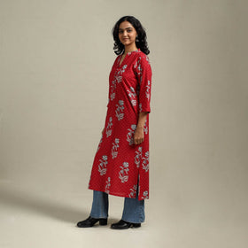 Hand cotton straight sanganeri kurta for women 11